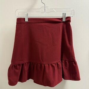 J. Crew Elegant Burgundy Ruffle Skirt